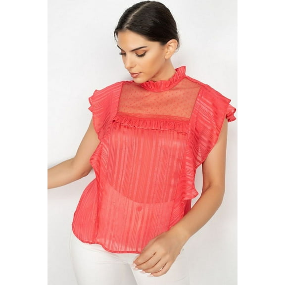 Short Sleeve Ruffle Shadow Top