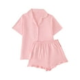 thumbnail image 1 of Short Sleeve Satin Pajamas Set for Women Button Down Sleepwear Matching Silky Shorts Comfy Pjs 2 Piece Lounge Sets, 1 of 9