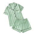 thumbnail image 1 of Short Sleeve Satin Pajamas Set for Women Button Down Sleepwear Matching Silky Shorts Comfy Pjs 2 Piece Lounge Sets, 1 of 9
