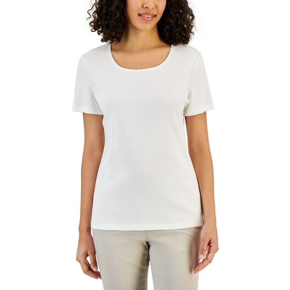 Short Sleeve Scoop Neck Top Bright White XXL