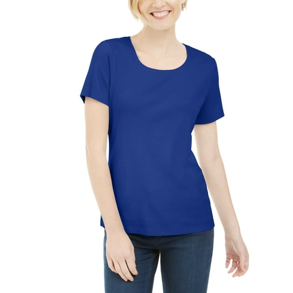Short Sleeve Scoop Neck Top Ultra Blue L