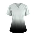 thumbnail image 1 of Short Sleeve Scrubs for Women Gradient Color V Neck Casual Slim Fit Scrub Tops Stretch Comfy Shirts with Pockets, 1 of 2