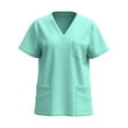 thumbnail image 1 of Short Sleeve Scrubs for Women V Neck 4 Way Stretch Tops Wrinkle-Free Nursing Working Uniform T-Shirts Casual Nurse Uniform, 1 of 2