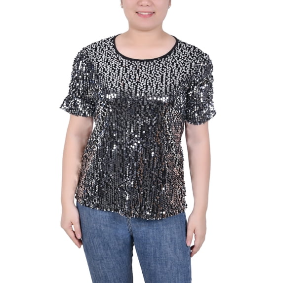 Short Sleeve Sequined Top