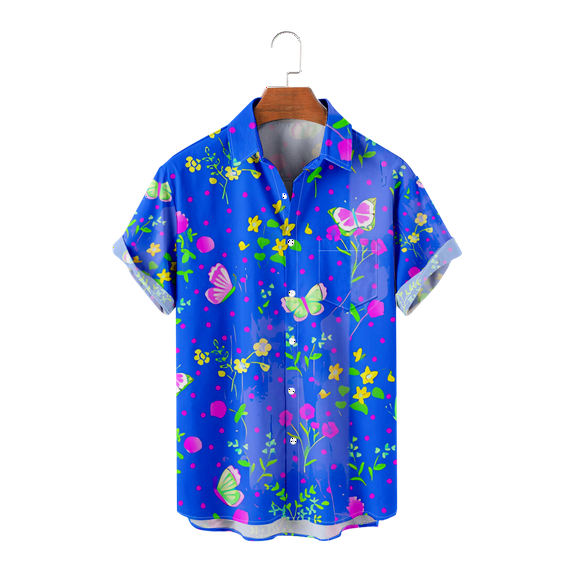 Short Sleeve Shirt Animal Butterfly Personality Breathable Animation Print Graphic Top for Friends for Gift to Husbund