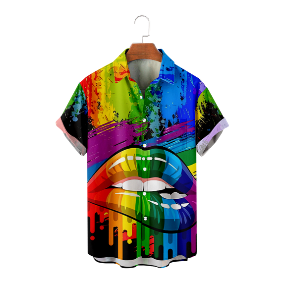 Short Sleeve Shirt LGBT Rainbow Creative Soft Vivid Design Graphic T-Shirt for Friends for Dating and Travel
