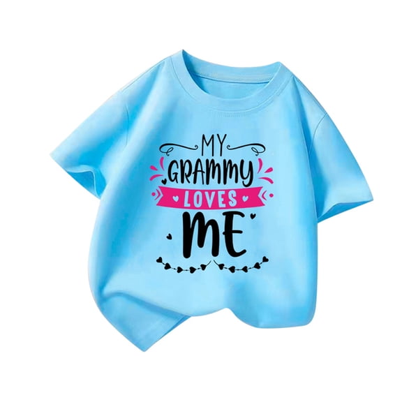 Short Sleeve Shirt for Daddy's Girl Letter Graphic Print Casual Crewneck T-Shirts Daily Tops Spring Summer Clothing Blue 9-10 Years