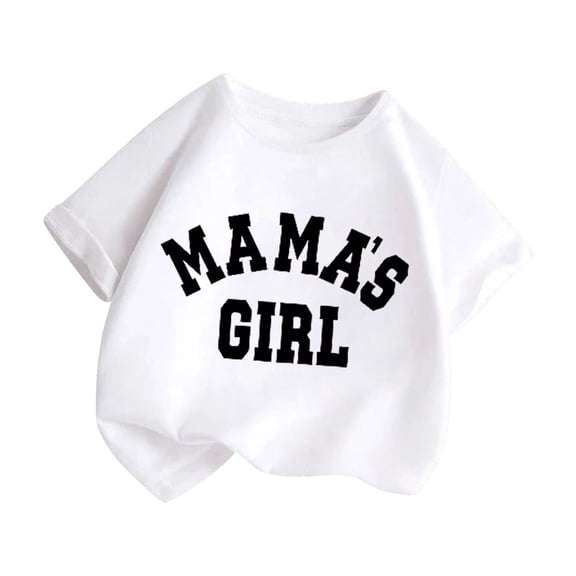 Short Sleeve Shirt for Mama's Girl Letter Printed Casual Crewneck Blouse Daily Pullover Clothes Summer Tops White 11-12 Years