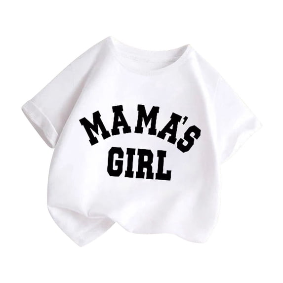 Short Sleeve Shirt for Mama's Girl Letter Printed Casual Crewneck Blouse Daily Pullover Clothes Summer Tops White 8-9 Years