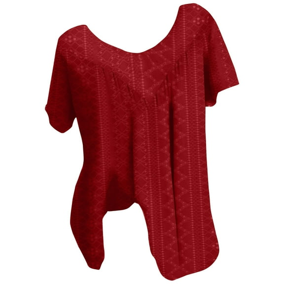 Short Sleeve Shirts Casual, Women Plus Size Short Sleeves V-Neck Print Blouse Pullover Tops Short Sleeve Blouses Red