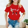 thumbnail image 1 of Big Girls Shirt Size 8-10 Years Kid Girls Cute Cat Fashion Printed Round Neck Short Sleeve Tee Summer Casual Loose Soft T Shirt Tops, 1 of 4