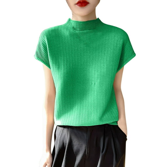 Short Sleeve Shirts For Women Sevevn Ladies' Casual Solid Color Short Sleeved Round Neck Knitted Top Shirts For Women Trendy