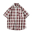 thumbnail image 1 of Short Sleeve Shirts for Men M-5X Big & Tall Plaid Printed Tshirts Shirt Plus Size with Pockets Lightweight Button-Down Collared Tees Tops, 1 of 7