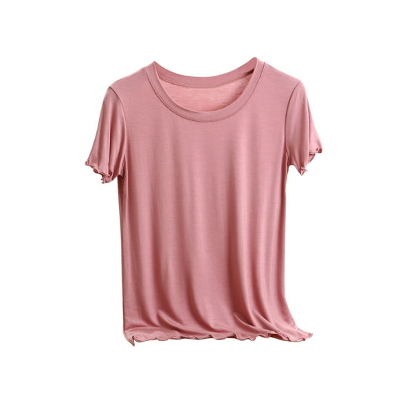 Shirts for Women,Shirts for Women Trendy,Women'S Casual Thin Cut Fly Sweet And Bottom Shirt Short Sleeved Round Neck Top/Shirt,Womens Shirts Summer