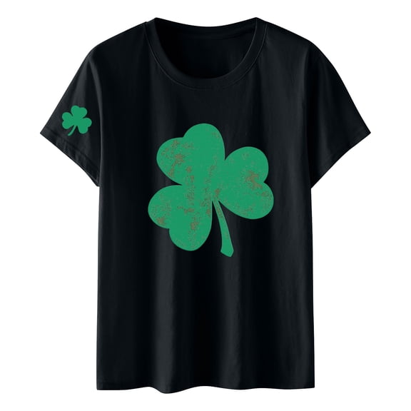 Short Sleeve Shirts for Women Paddy's Day Tee Tops Irish Shamrock Printed Shirts Irish Clover T Shirts Saint Patrick's Tunic Tops Patricks Day Gift Funny Lucky Heart Printed Vacation Clothes S-3Xl