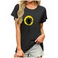 thumbnail image 1 of Short Sleeve Shirts for Women on Sale Womens Tops Summer Casual T Shirts Floral Print Graphic Tees Breathable Loose Crew Neck Short Sleeve Blouses Shirts New F-Black XXL, 1 of 6