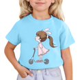 thumbnail image 1 of Short Sleeve Shirts for Girls 6 Cute Shirts Tops Summer Shirts Graphic Tee Shirt Pullover T Shirt Trendy Shirts #Sky Blue(6-7 Years), 1 of 4