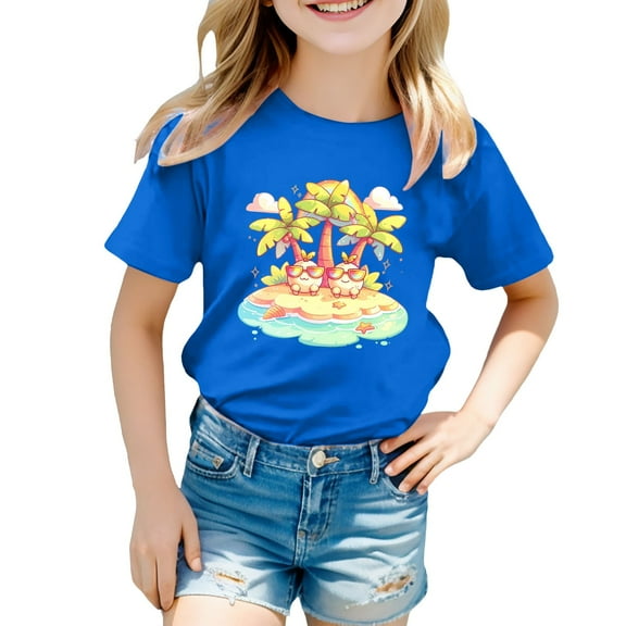 Short Sleeve Shirts for Girls Cute Personality Printed School Tee Tops Oversized Toddler Summer Clothes 12-18 Months Girl Outfits Summer Clothes