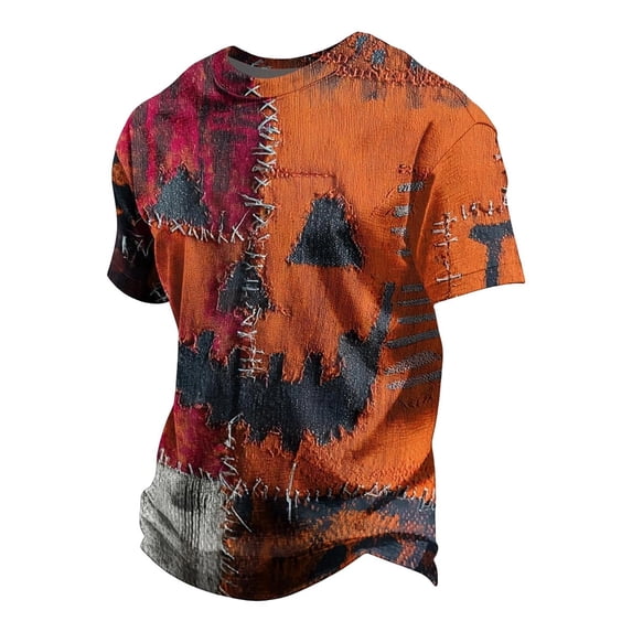 Short Sleeve Shirts for Men Crew Neck Halloween Graphic Print Basic Tee Tshirt