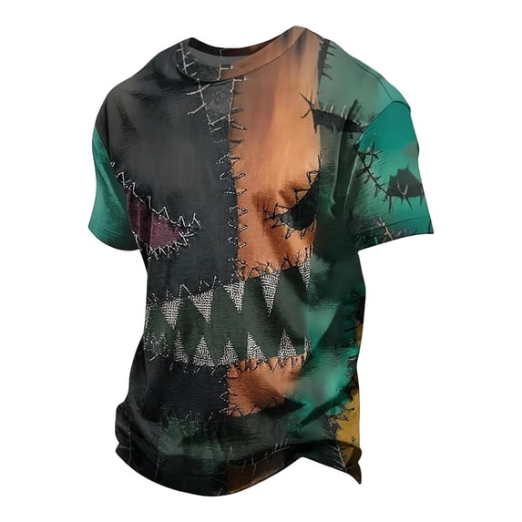 Short Sleeve Shirts for Men Crew Neck Halloween Graphic Print Basic Tee Tshirt