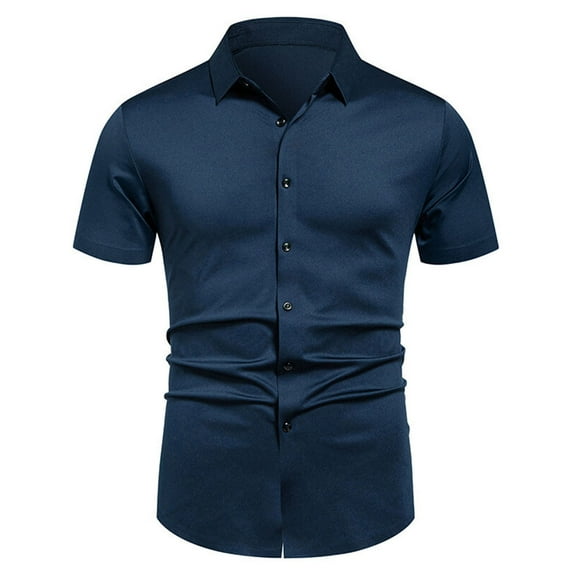Short Sleeve Shirts for Men, Dress Shirts for Men Stretch Short Sleeve Formal Shirt Solid Business Casual Button Down Shirts for Wedding Prom