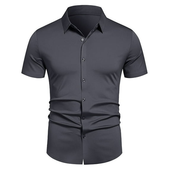 Short Sleeve Shirts for Men, Dress Shirts for Men Stretch Short Sleeve Formal Shirt Solid Business Casual Button Down Shirts for Wedding Prom