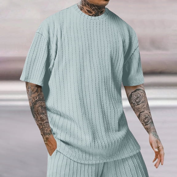 Short Sleeve Shirts for Men, Fashionable Men's Solid Color Casual Sports Short Sleeved Round Neck Pullover Top