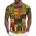 thumbnail image 1 of Short Sleeve Shirts for Men, Kente Cloth Pattern Short Sleeve Printed T Shirts for Men Loose Fit Tee Casual Lightweight Round Neck Tops, 1 of 4