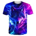 thumbnail image 1 of Short Sleeve Shirts for Men Lapel Wolf Print Cute Summer Tops for Men, 1 of 4