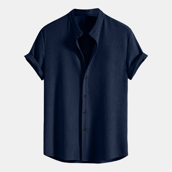 Short Sleeve Shirts for Men Lightweight Button-Down Collared T-Shirts Mens Casual Solid Color Breathable Slim Going-Out Beach Work Tees Tops