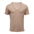 thumbnail image 1 of Short Sleeve Shirts for Men, Men's Vintage Strip Short Sleeve T-shirt U-neck Pullover Round Neck Casual, 1 of 8