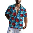 thumbnail image 1 of Short Sleeve Shirts for Men Valentine's Day Print Button Collared Blouses Loose Mens Tops, 1 of 6