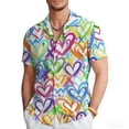 thumbnail image 1 of Short Sleeve Shirts for Men Valentine's Day Print Button Collared Blouses Loose Mens Tops, 1 of 5