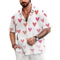 thumbnail image 1 of Short Sleeve Shirts for Men Valentine's Day Print Button Collared Blouses Loose Mens Tops, 1 of 5