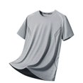 thumbnail image 1 of Short Sleeve Shirts for Men Big & Tall M-5XL Crewneck Silk Tees Tops Plus Size Casual Solid Breathable Pullover Basic Tshirts, 1 of 7