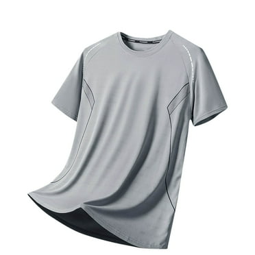 Short Sleeve Shirts for Men on Clearance Big & Tall M-5XL Crewneck Silk Tees Tops Plus Size Casual Solid Breathable Pullover Basic Tshirts Clearance