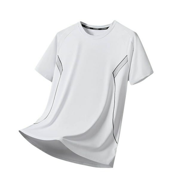 Short Sleeve Shirts for Men Big & Tall M-5XL Crewneck Silk Tees Tops Plus Size Casual Solid Breathable Pullover Basic Tshirts