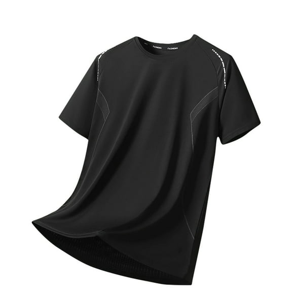 Short Sleeve Shirts for Men Big & Tall M-5XL Crewneck Silk Tees Tops Plus Size Casual Solid Breathable Pullover Basic Tshirts