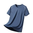 thumbnail image 1 of Short Sleeve Shirts for Men Big & Tall M-5XL Crewneck Silk Tees Tops Plus Size Casual Solid Breathable Pullover Basic Tshirts, 1 of 7