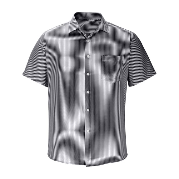 Short Sleeve Shirts for Men with Pocket and Collared Button-Down T-Shirts Business Casual Stripe Printed Breathable Office Work Tshirts Shirts Tops