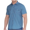 thumbnail image 1 of Short Sleeve Shirts for Men with Pockets L-6XL Big and Tall Button-Down Tshirts Plus Size Shirt Casual Solid Slim Collared Comfort Tops, 1 of 8