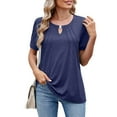 thumbnail image 1 of Short Sleeve Shirts for Women, Basic Pack of Summer Short Sleeve Casual T Shirt Tops, Blue S, 1 of 9