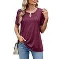 thumbnail image 1 of Short Sleeve Shirts for Women, Basic Pack of Summer Short Sleeve Casual T Shirt Tops, Red XL, 1 of 9