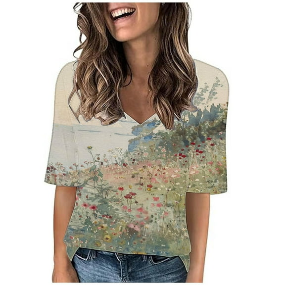 Short Sleeve Shirts for Women Black Summer Clothes Outfits Women Over 50 Everyday Womens Tops Dressy Casual Short Sleeve My Orders Placed By Me