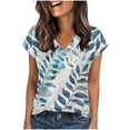 thumbnail image 1 of Short Sleeve Shirts for Women Casual Soft V Neck Boho Basic Tee Tops Summer Outfit Clothes Dressy Tops For Women, 1 of 7