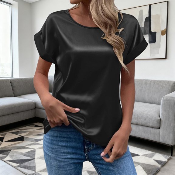Short Sleeve Shirts for Women Classic Casual Crewneck Relaxed Fit Basic Tee Summer Tops 2026 Fashion