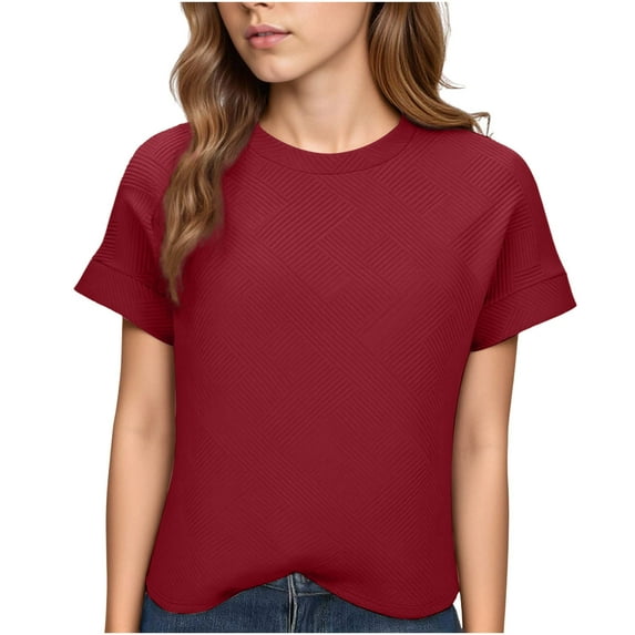 Short Sleeve Shirts for Women Fashion Spring Solid Color T-Shirts Short Sleeve Round Neck Top