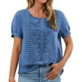 thumbnail image 1 of Short Sleeve Shirts for Women Going Out Women's Clothing Blouson Loose Fit Clothes Comfortable Ladies Tops And Blouses Dark Blue, 1 of 8