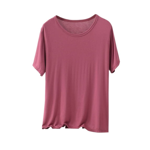 Tauxra Casual Blouse for Women, Oversized Round Neck Short Sleeve Top, Solid Color Loose Fit Tunic for Daily Wear