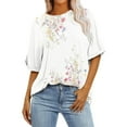 thumbnail image 1 of Short Sleeve Shirts for Women Plus Women Workout Tops Fitted Summer Tops for Women Over 50 Tie Front Summer Shirts for Teens Modest, 1 of 6